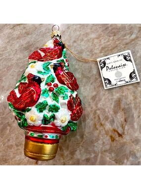 Kurt Adler blown glass cardinal Christmas tree ornament new with tag